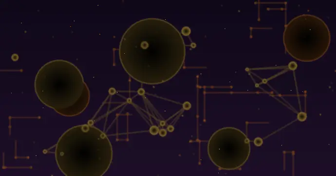 Abstract amber glowing cost visualization with tech network patterns