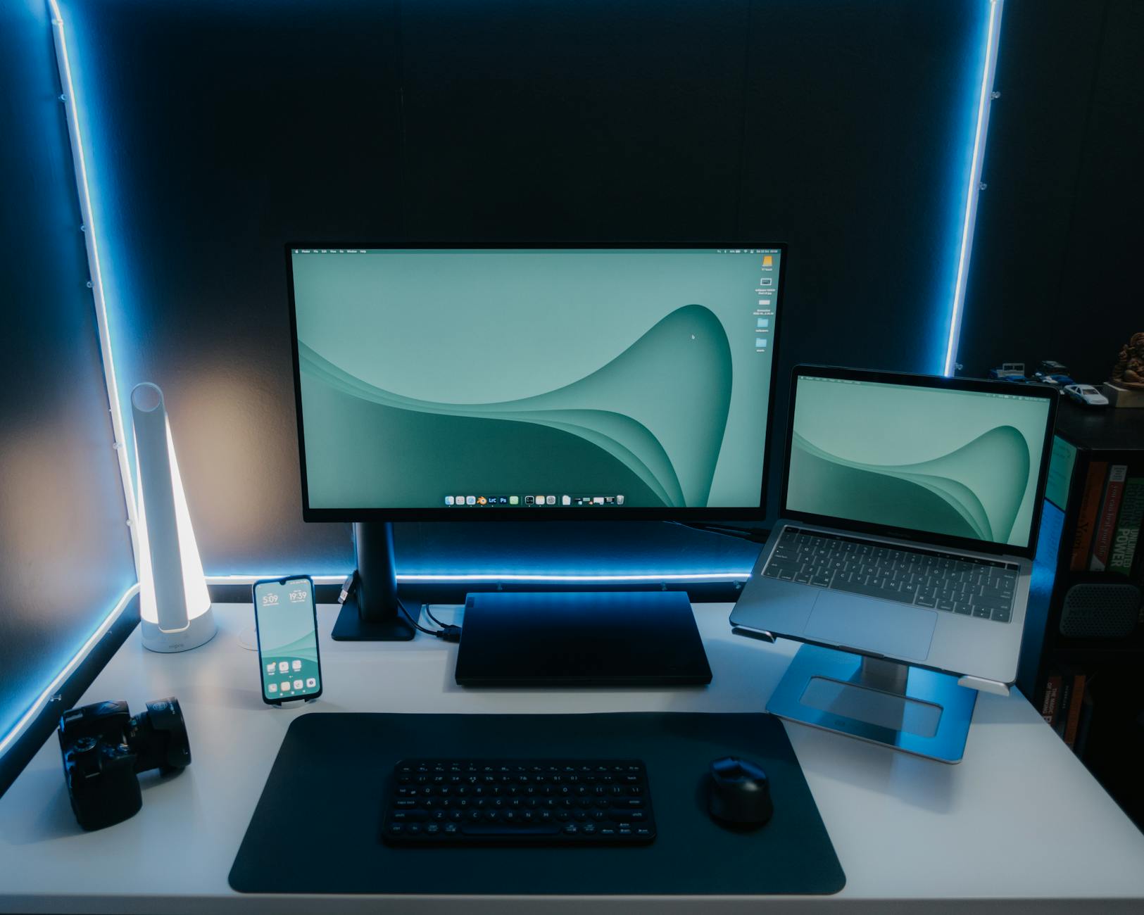 Clean modern workspace ideal for running an AI automation setup