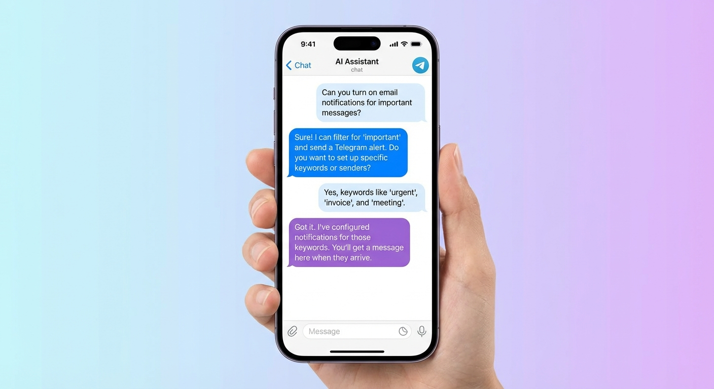 OpenClaw sending email notification alerts through Telegram chat