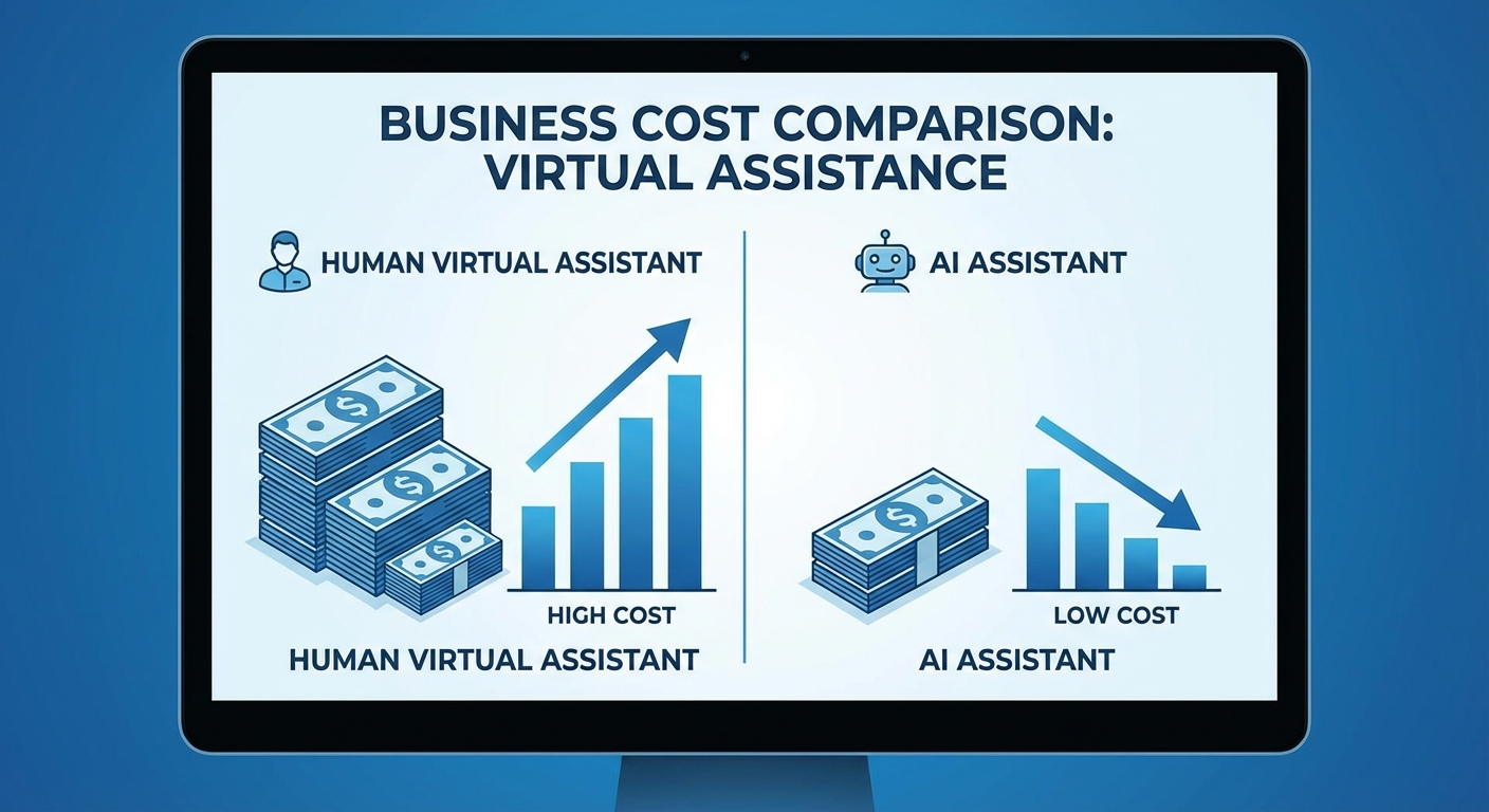 Cost comparison between OpenClaw and virtual assistant showing 91% savings