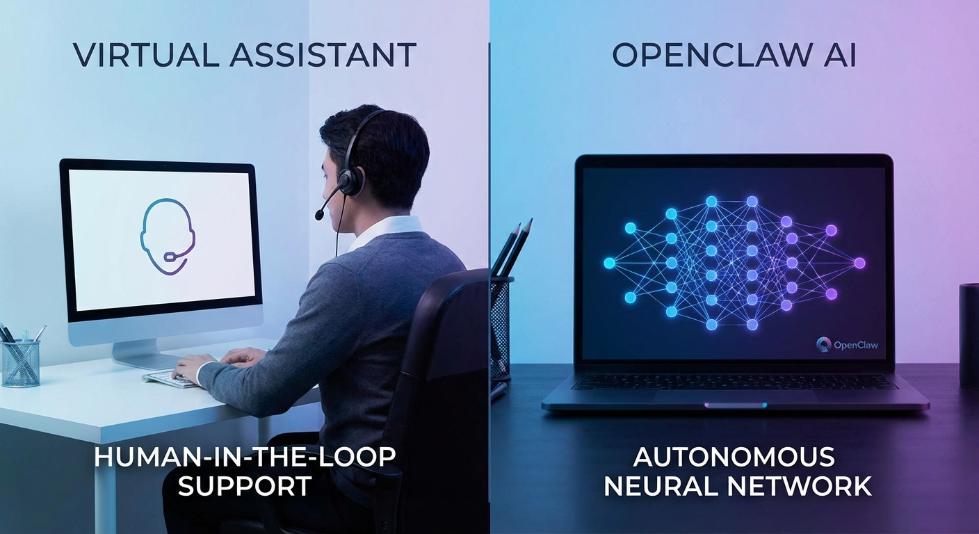 OpenClaw AI assistant vs human virtual assistant comparison