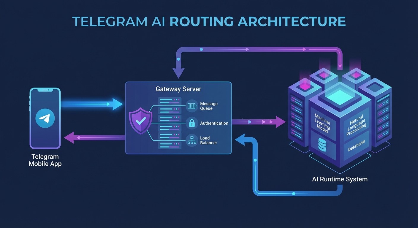 OpenClaw Gateway architecture diagram showing Telegram to runtime routing
