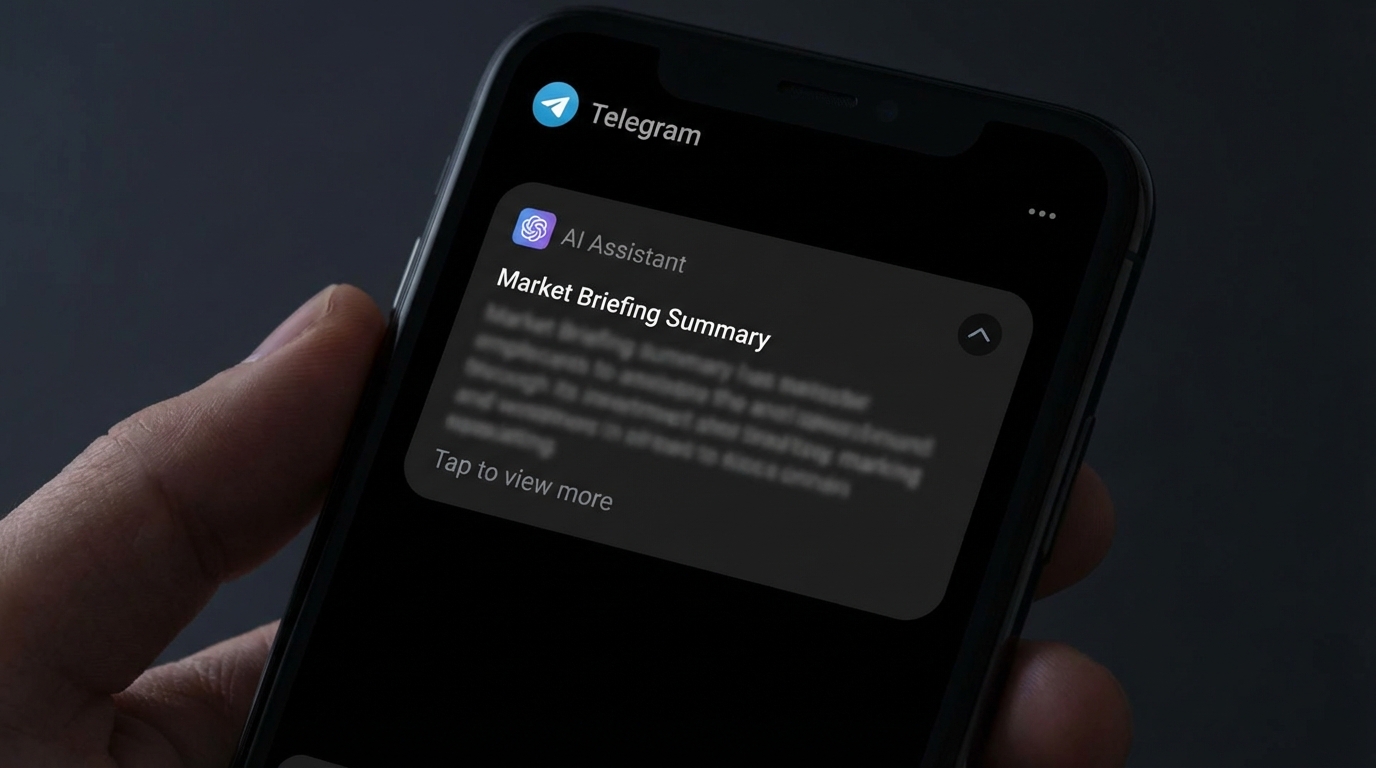 OpenClaw AI assistant sending market briefing to Telegram