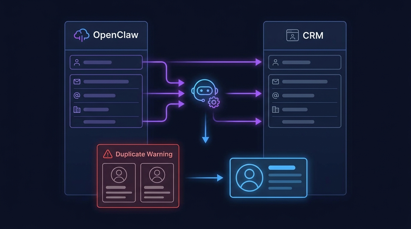 OpenClaw CRM integration field mapping and duplicate contact cleanup