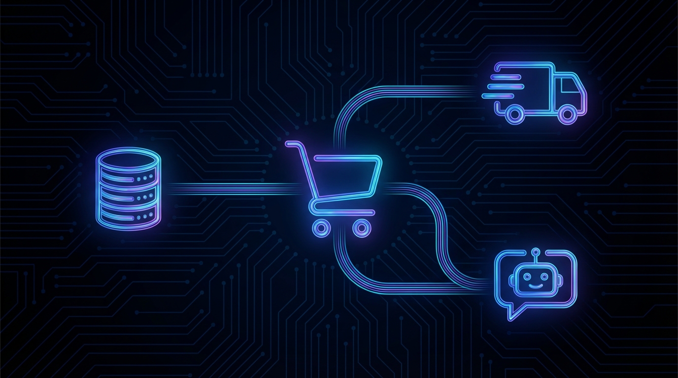 OpenClaw ecommerce automation workflow showing connected customer service, inventory, and order tracking systems