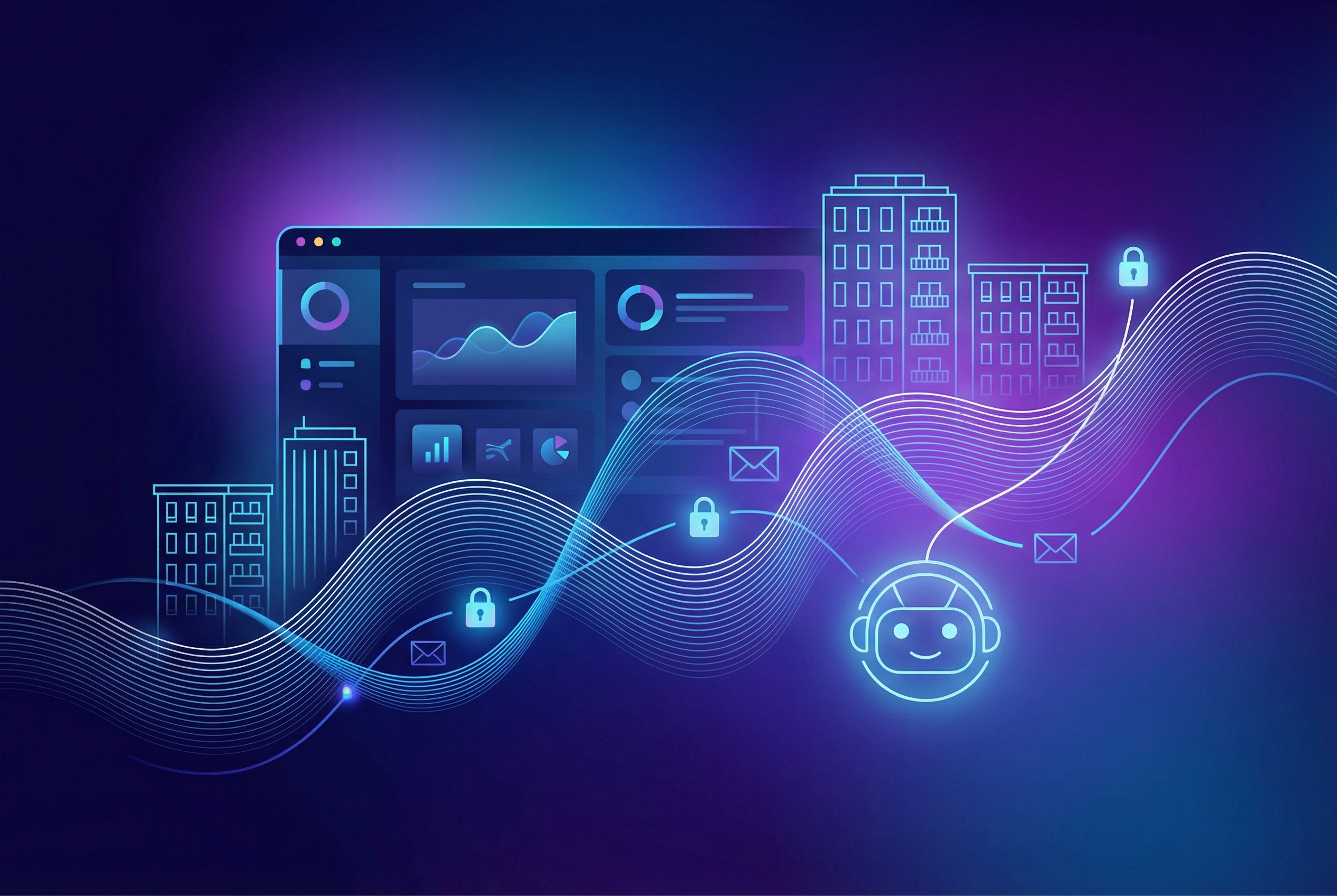 Abstract dashboard illustration for OpenClaw property management workflows
