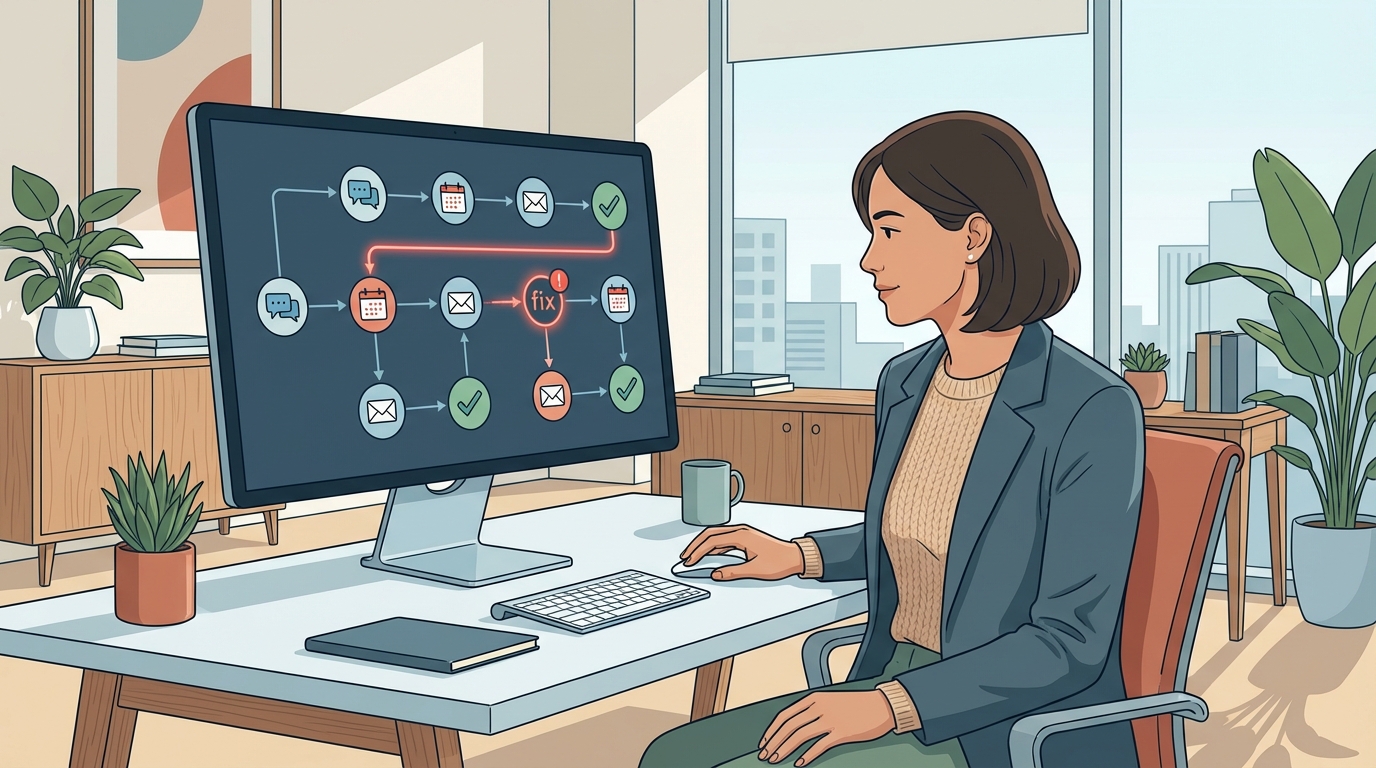 Operator reviewing an AI workflow with approval checkpoints