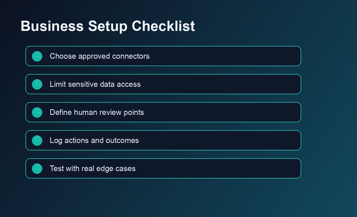 Claude Desktop business setup checklist for safe workflow automation