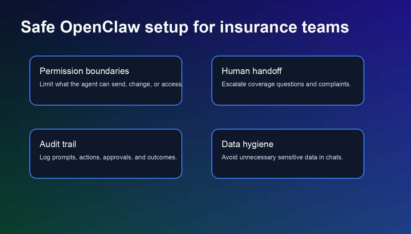Safe OpenClaw setup guardrails for insurance teams