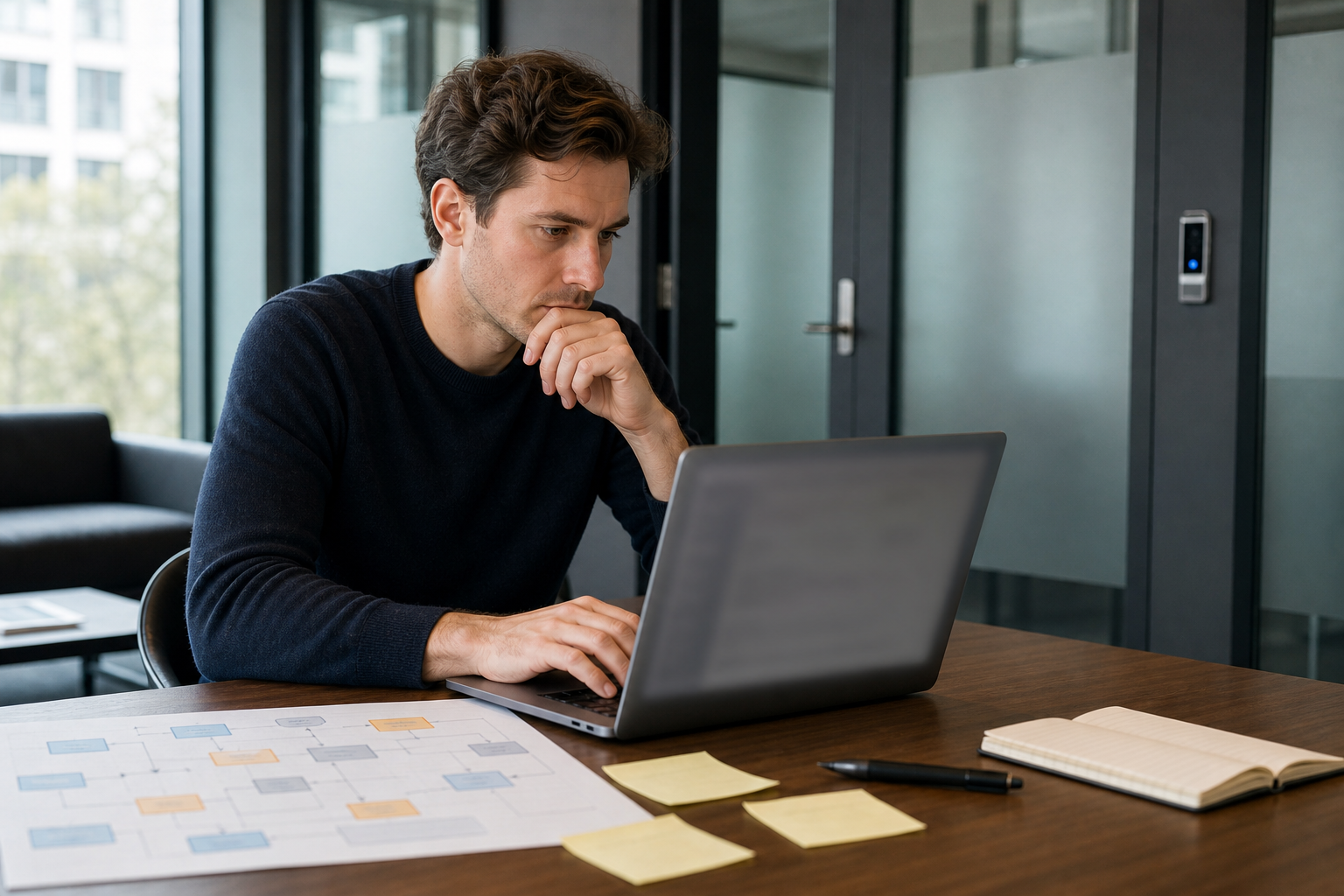 Founder reviewing AI assistant automation logs and workflow notes
